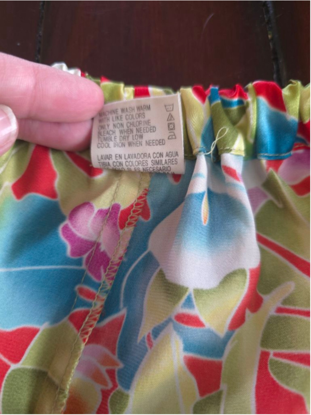 Vintage Miss Fifi Red Green Yellow Satin Floral Pajama Pant and Robe Set Luxe - Picture 14 of 16